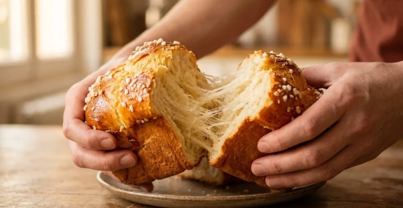 Brioche Nanterre artisanale avec mie filante ultra moelleuse déchirée à la main