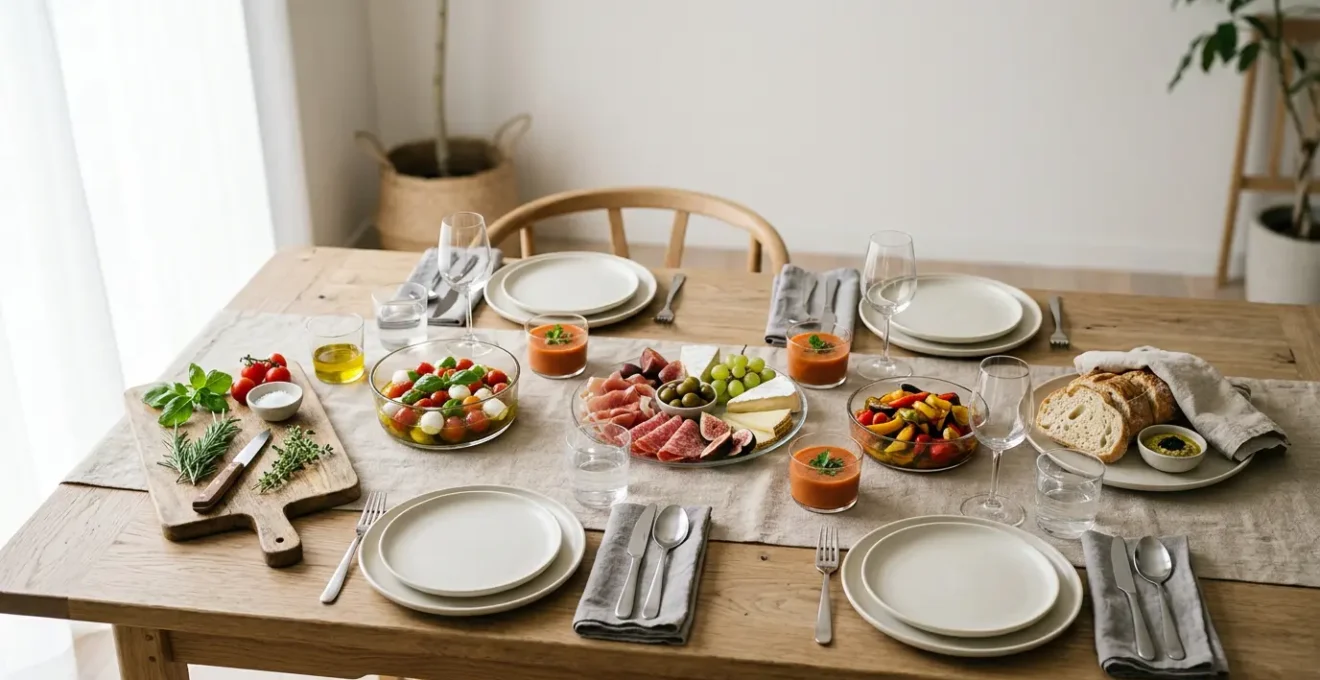 Entrées froides élégantes présentées dans des verrines transparentes sur une table dressée