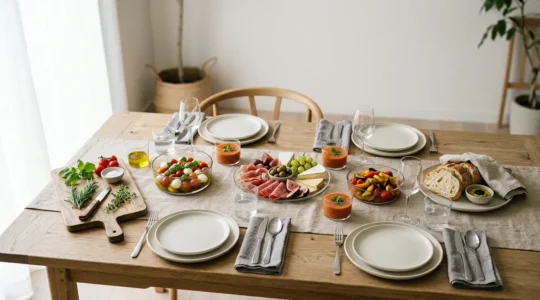 Entrées froides élégantes présentées dans des verrines transparentes sur une table dressée