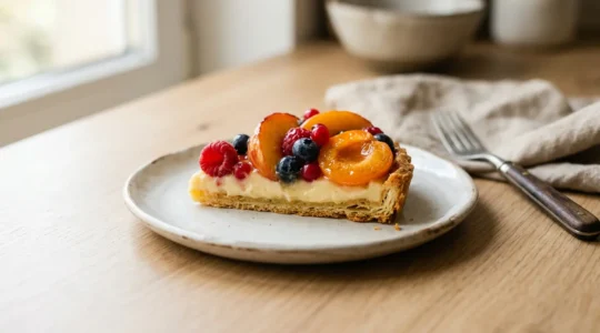 Tarte aux fruits de saison à la pâte croustillante et brillante