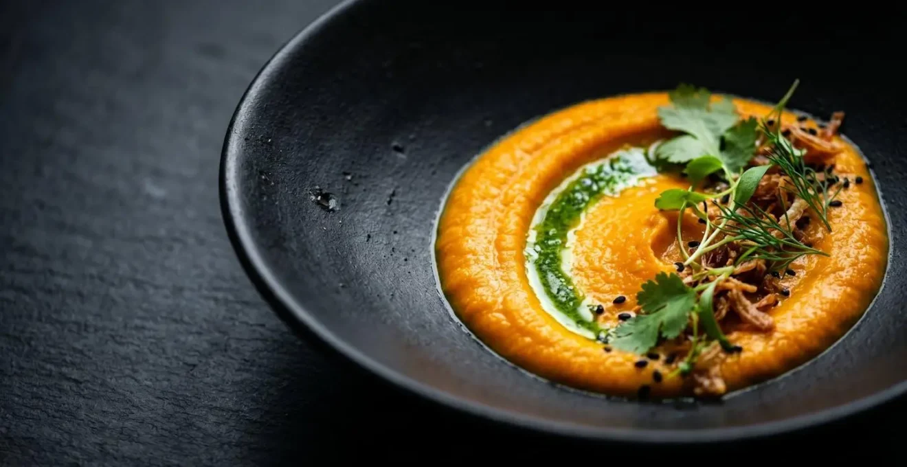 Contraste visuel entre vaisselle noire et plat coloré illustrant l'impact de la couleur de l'assiette sur la perception culinaire