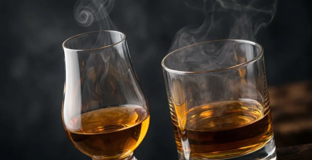 Vue en coupe d'un verre tulipe avec flux d'arômes concentrés montant vers l'ouverture resserrée